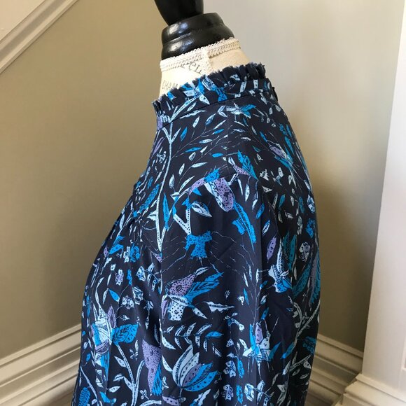 Charlotte Brody Gathered Top Shirt Blouse Womens Small Blue Purple Long Sleeve - Picture 8 of 10